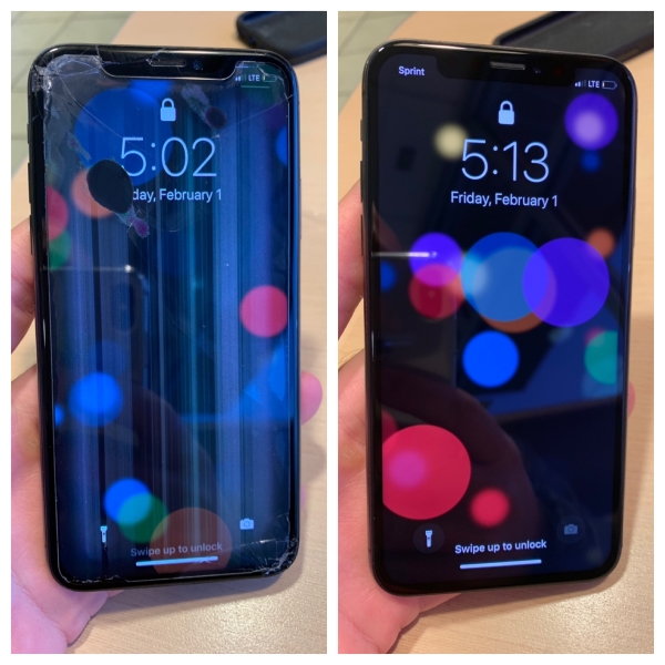 iPhone XR Black, Sprint, Before After Repair